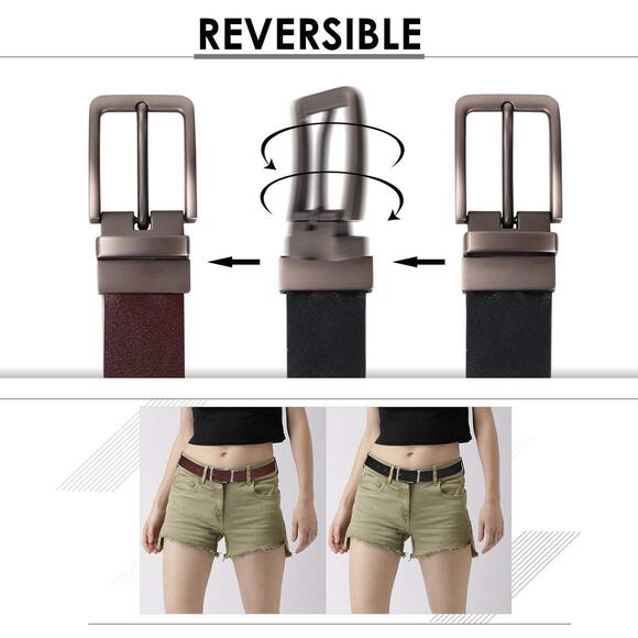 1823 Reversible Leather Belts For Women With Rotated Metal Buckle Fashion main image 5